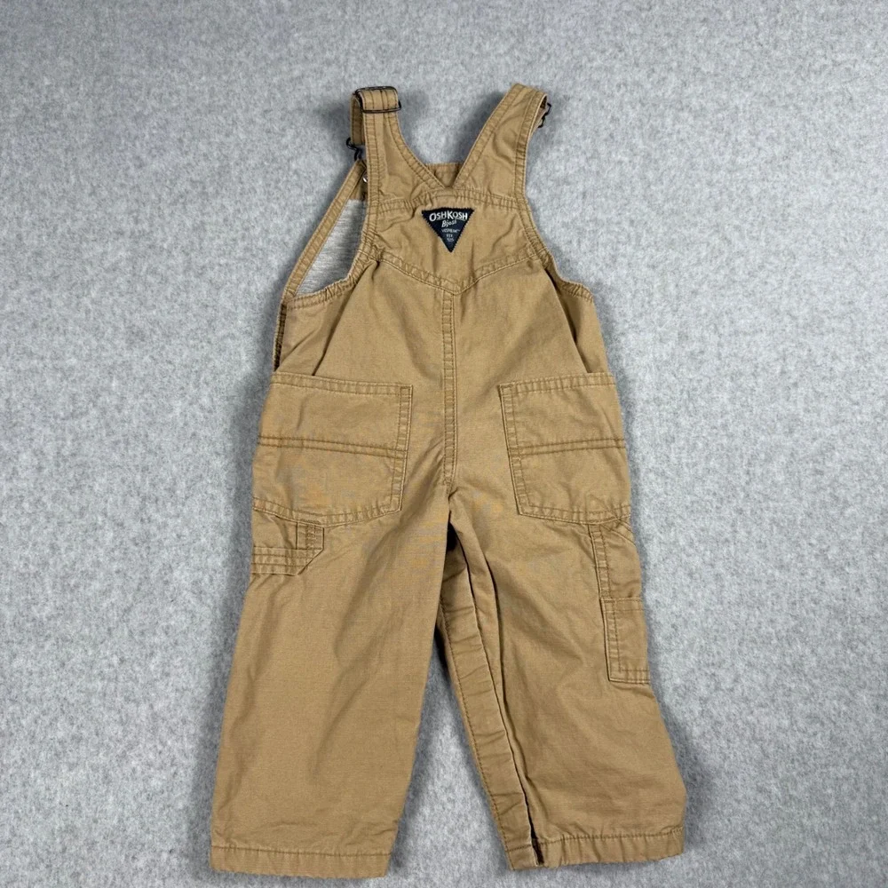 OshKosh Bgosh Canvas Overalls 12M Tan Vestbak Workwear Heritage Utility
